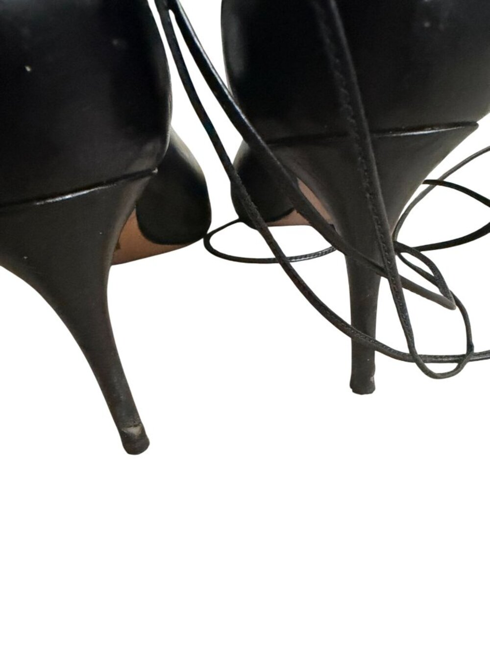 MICHAEL KORS COLLECTION Black Leather Laceup Sandals Heels Size 39 / US 9 - Picture 6 of 12